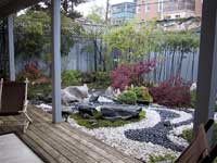 Outside the dojo: the deck and garden