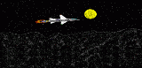 A lone jet at night