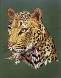 Counted cross stitch leopard head